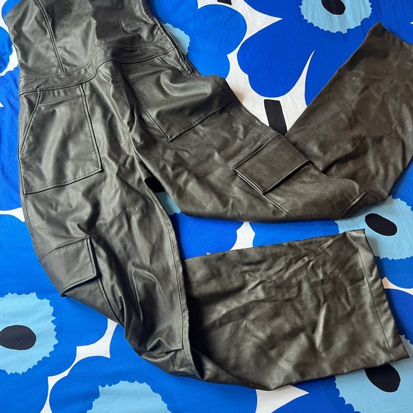 Zara Faux Leather Green/Brown Jumpsuit - Picture 2 of 5